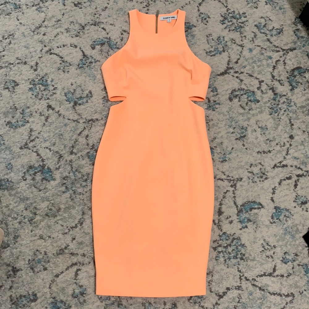 Fitted orange cutout dress